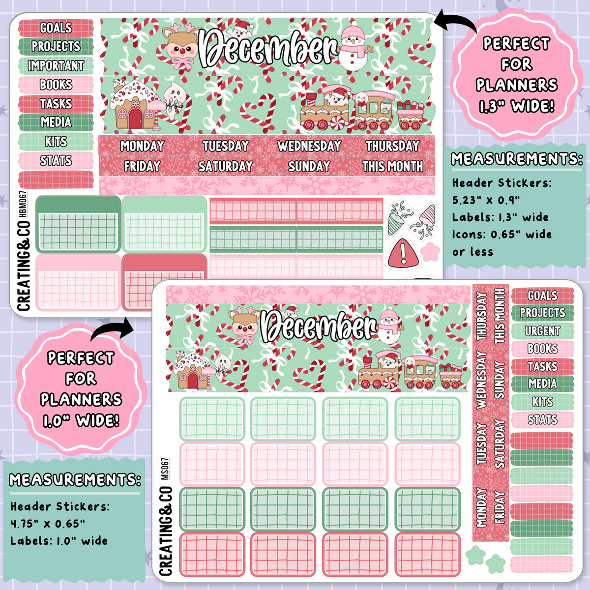 Holiday Spirit December Monthly Planner Sticker Kit - MN/HBM/MS067