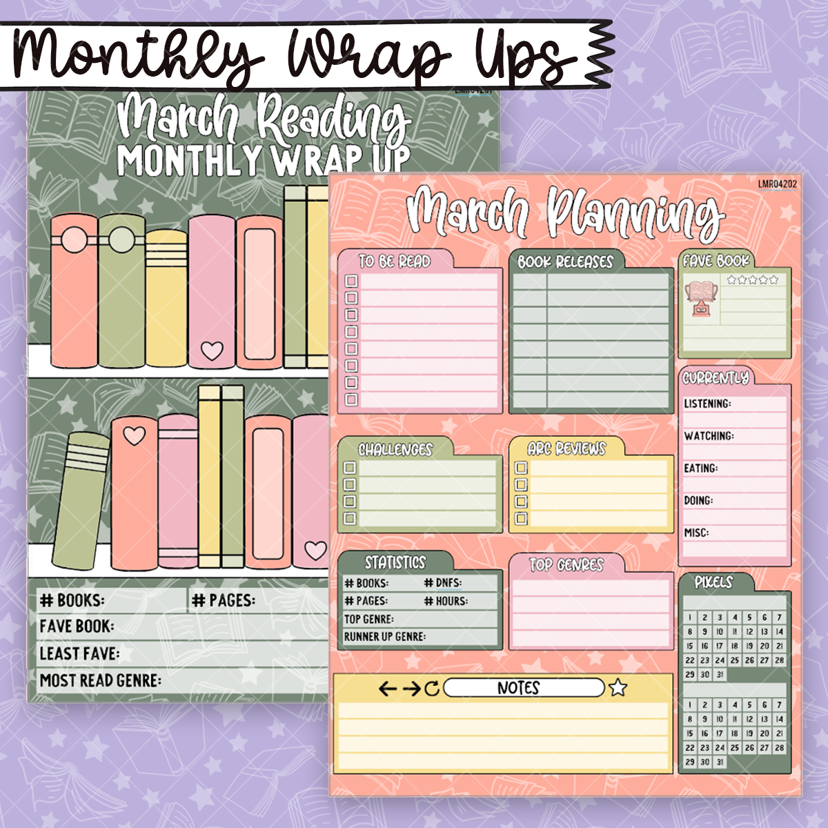 March Monthly Wrap Up & Notes Dashboard Stickers - xMR044