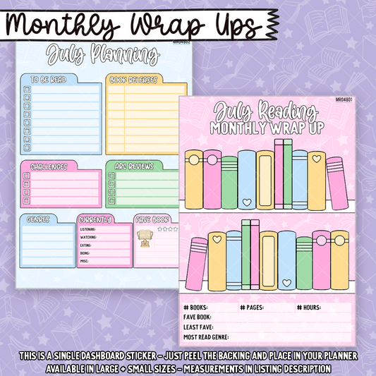 July Reading Wrap Up Sticker Dashboard - MR048