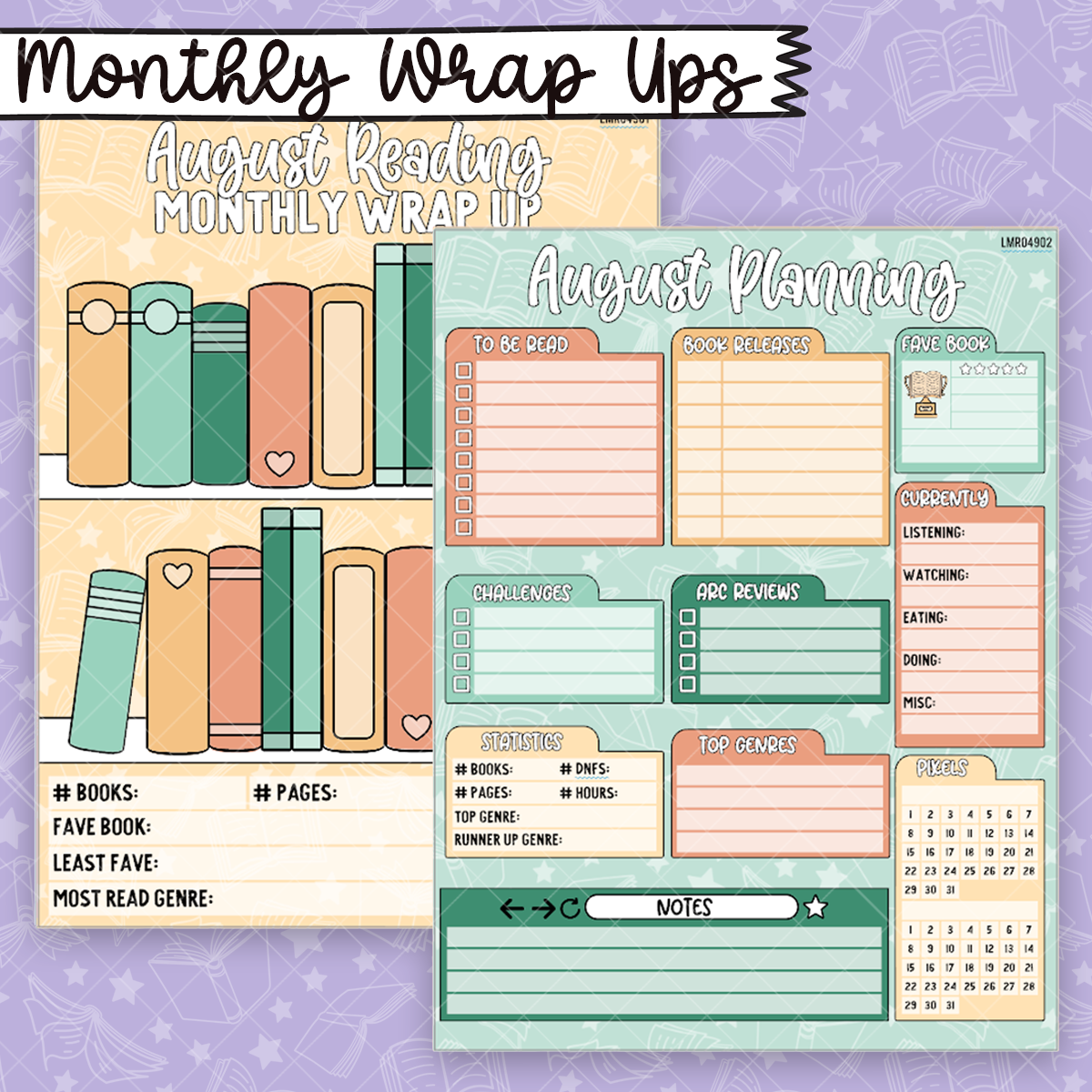 August Monthly Wrap Up & Notes Dashboard Stickers - xMR049