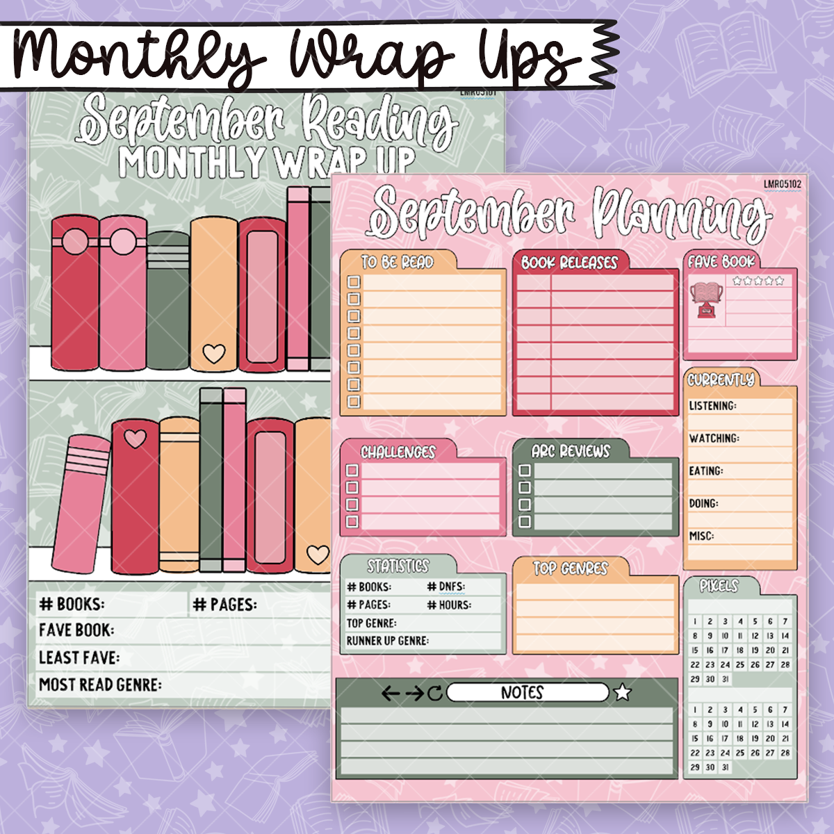 September Monthly Wrap Up & Notes Dashboard Stickers - xMR051