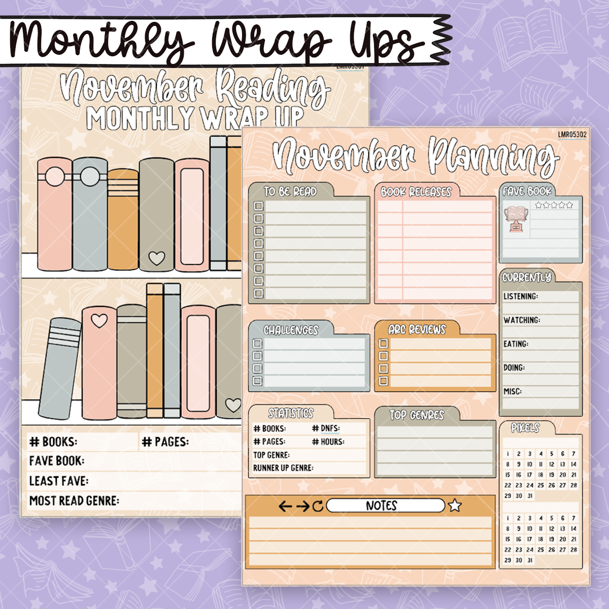 November Monthly Wrap Up & Notes Dashboard Stickers - xMR053