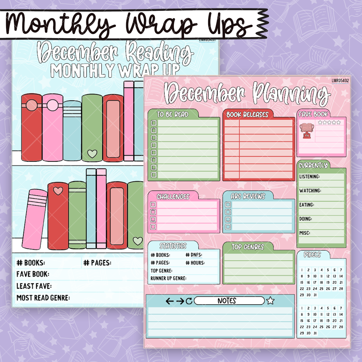 December Monthly Wrap Up & Notes Dashboard Stickers - xMR054