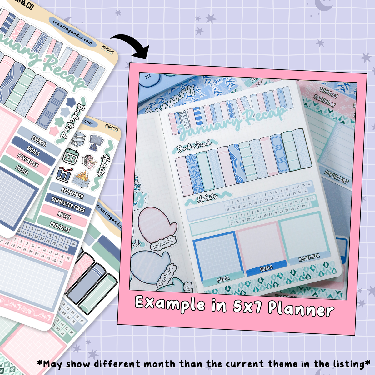 Northern Lights January Monthly Notes Page Builder Planner Sticker Kit - MR068