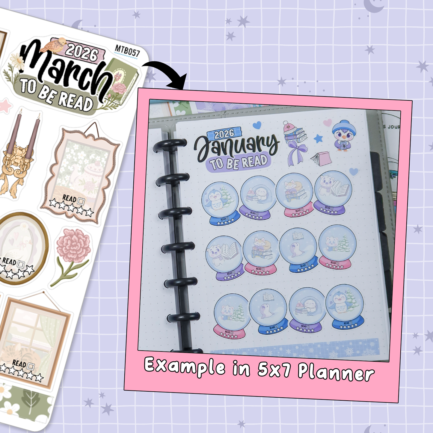 Cozy Spring Cottage March Monthly To Be Read Planner Sticker Kit - MTB057