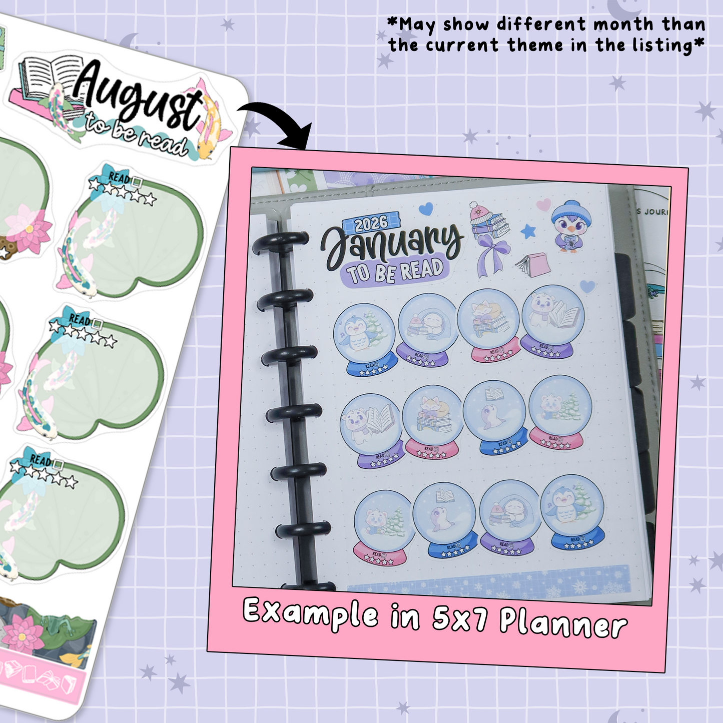 Tranquil Pond August Monthly To Be Read Planner Sticker Kit - MTB063