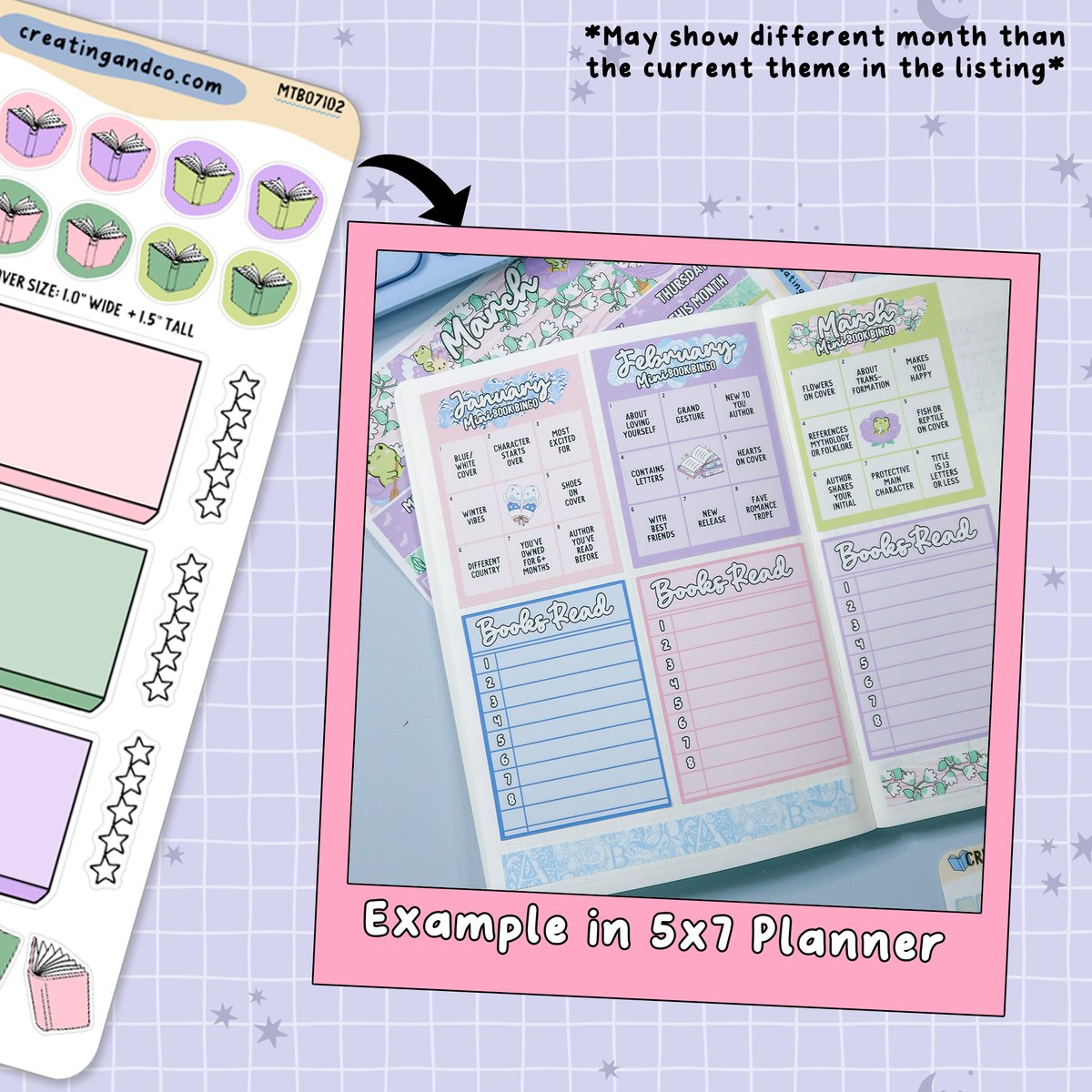 Frog Garden March Monthly Reading Challenge + To Be Read Planner Sticker Kit - MTB071