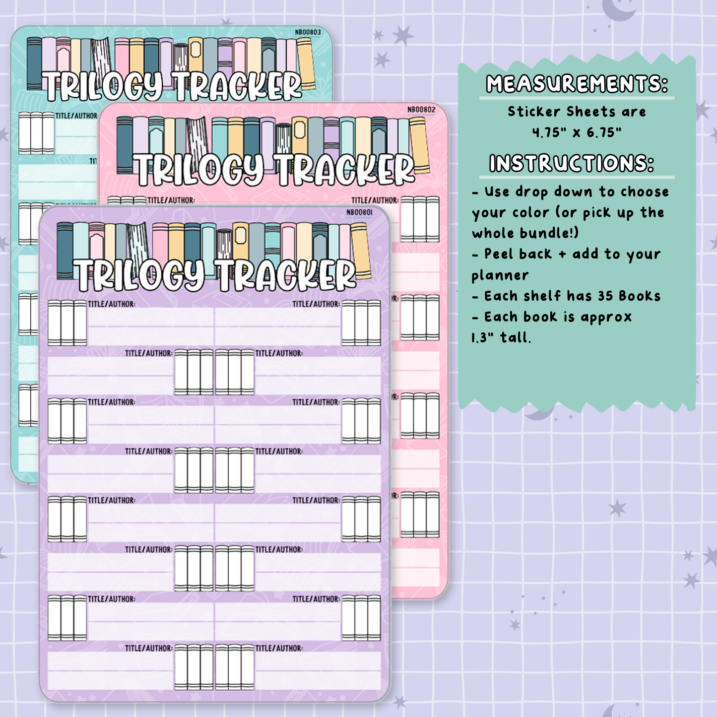 Trilogy Tracker Note Page Planner & Journal Sticker Sheet Set - NB008