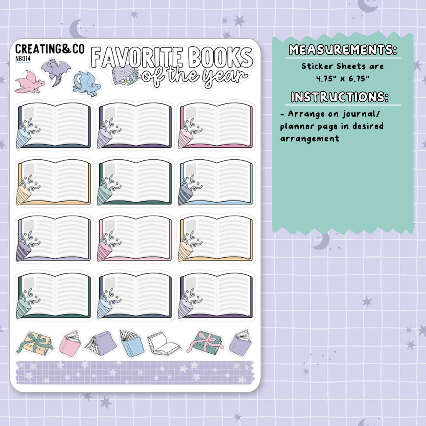 2026 Favorite Books of the Year Note Page Planner & Journal Sticker Sheet Set - NB014