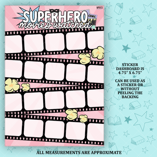 Superhero Movies Watched Notes Page Sticker Dashboard - NP013