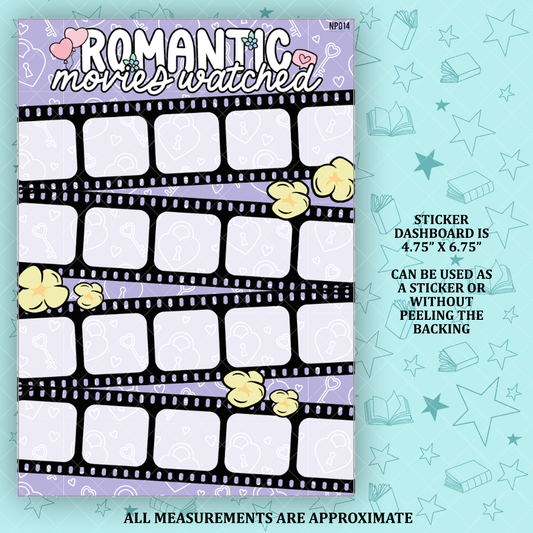 Romantic Movies Watched Notes Page Sticker Dashboard - NP014