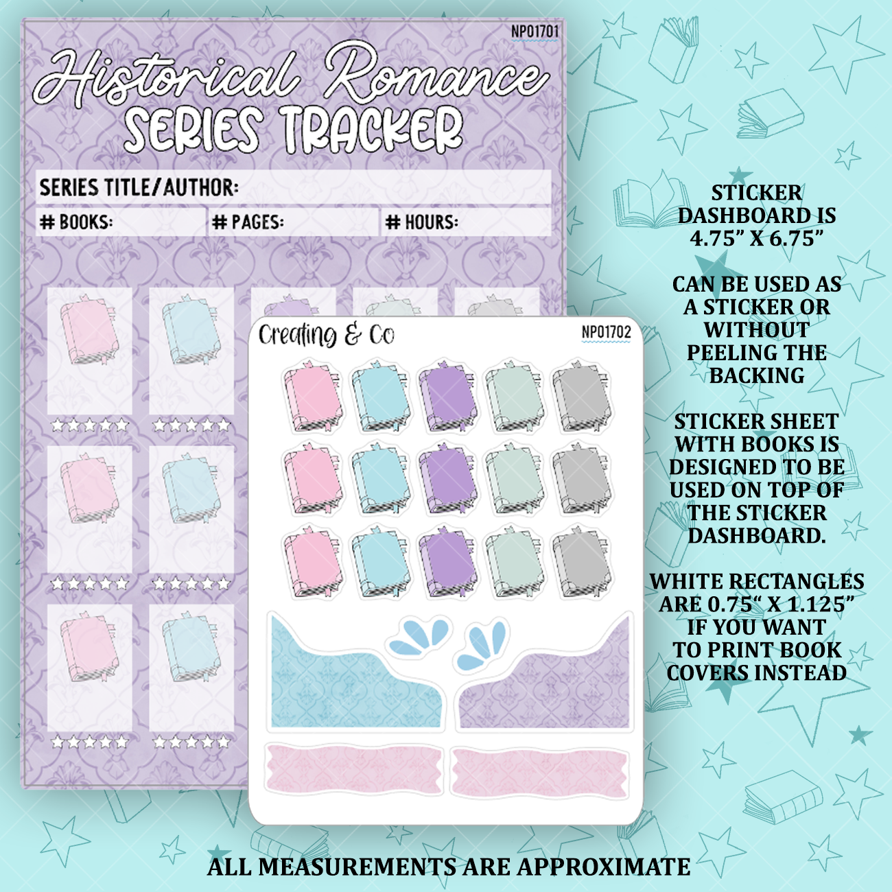 Historical Romance Series Tracker Sticker Set - Purple - xNP017