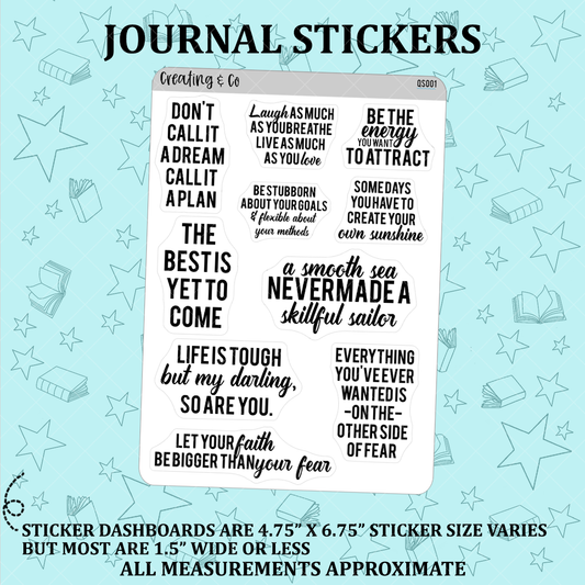 Inspirational Inspirational Quote Planner Stickers - QS001