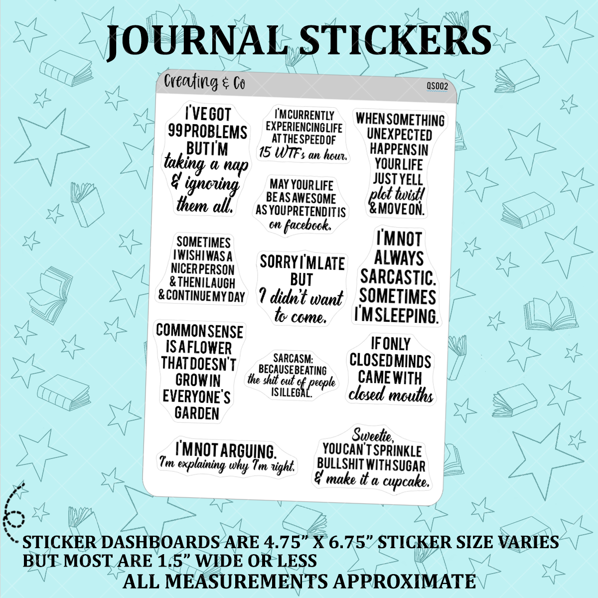 Sarcastic, Funny Quote Planner Sticker Set - QS002
