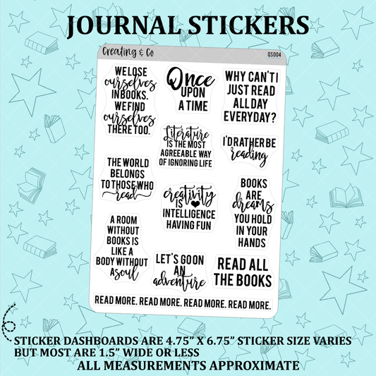 Reading Quote Sticker Set - QS004