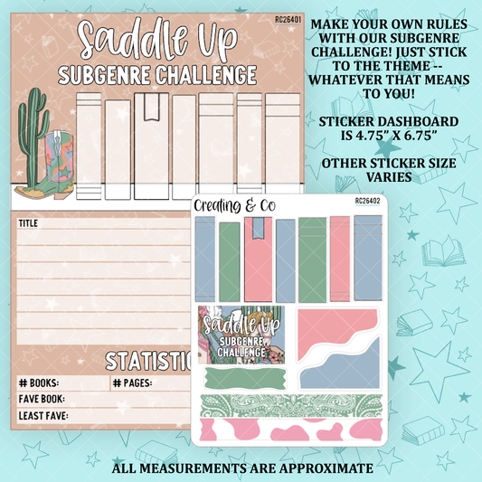 Saddle Up Western Subgenre Mini Reading Challenge Dashboard and Sticker Trackers - RC264
