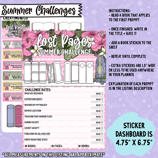 Lost Pages 2025 Summer Reading Challenge 5x7 Dashboard and Sticker Trackers - RC461