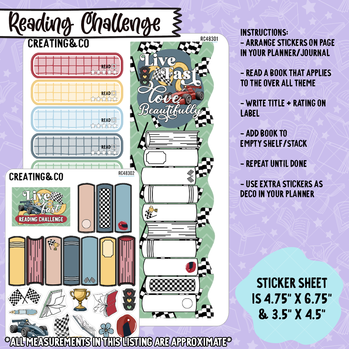 F1/Racing Mood Reading Challenge Sticker Set - xRC483