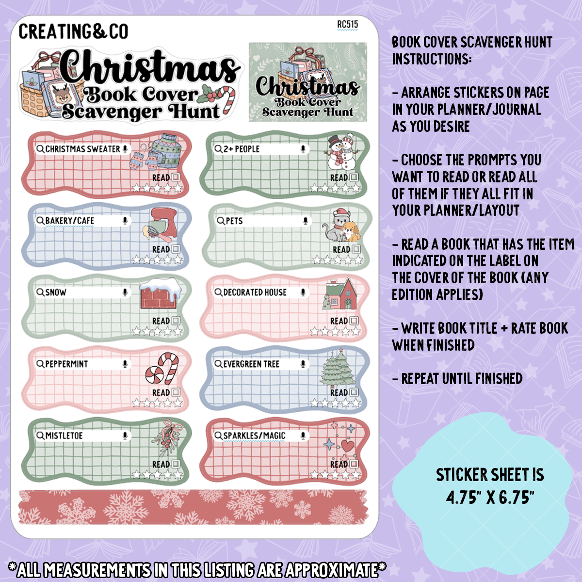 Cozy Christmas Book Cover Scavenger Hunt Decorative Reading Challenge - RC515