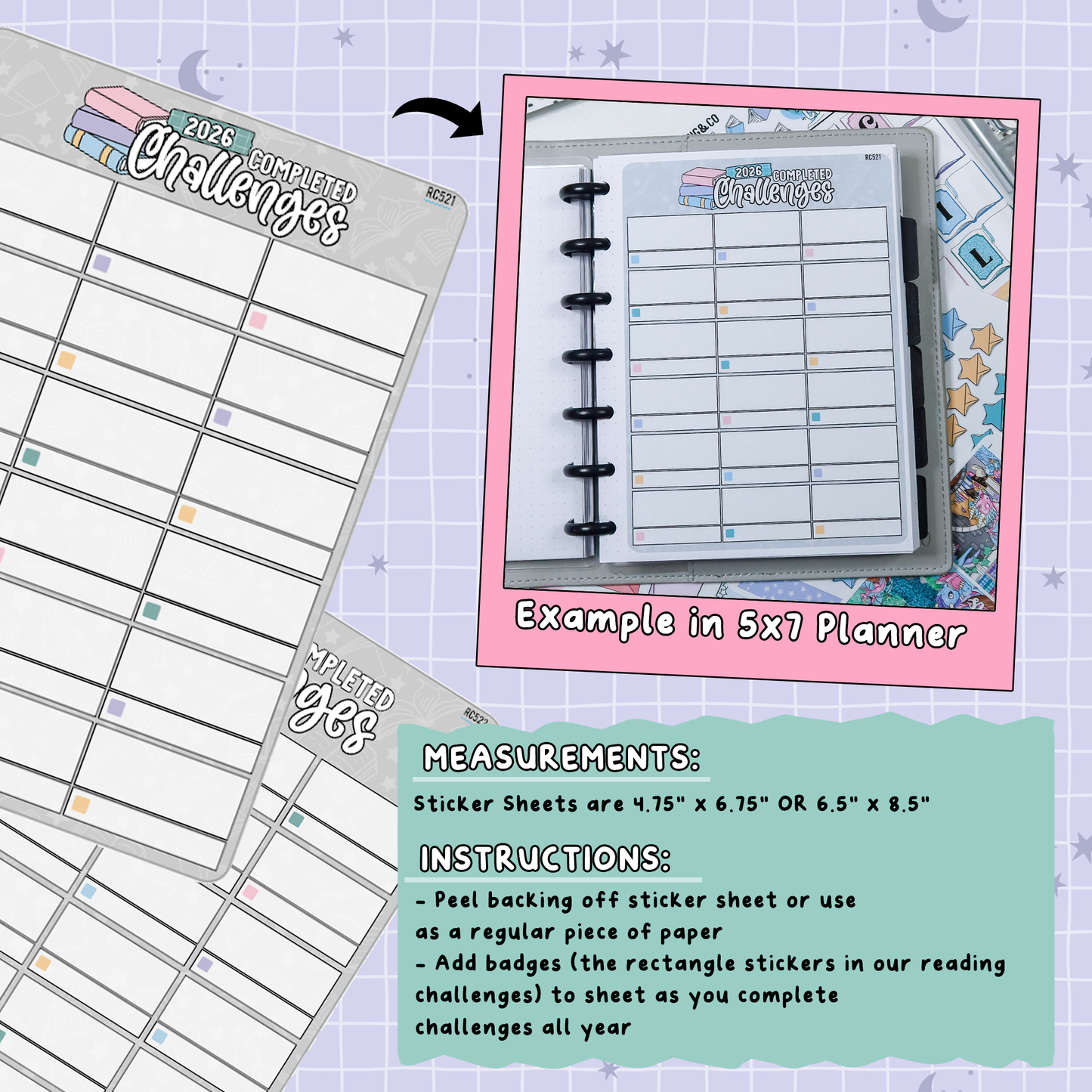 2026 Badge Collection Sticker Dashboard Sheet Planner Sticker Set - RC521/522