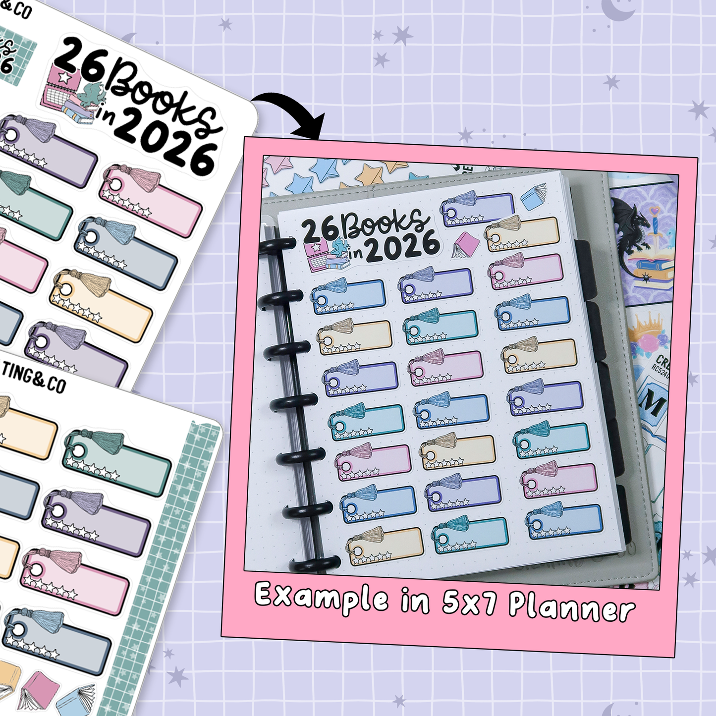 26 Books in 2026 Yearly Reading Challenge Planner Sticker Set - RC525