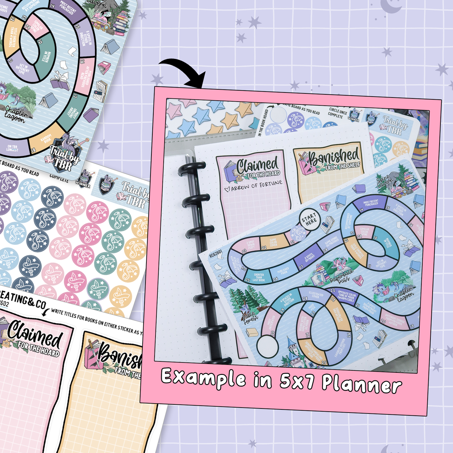 Trial by TBR 2026 Book Dragon Yearly Reading Challenge Planner Sticker Set - RC526