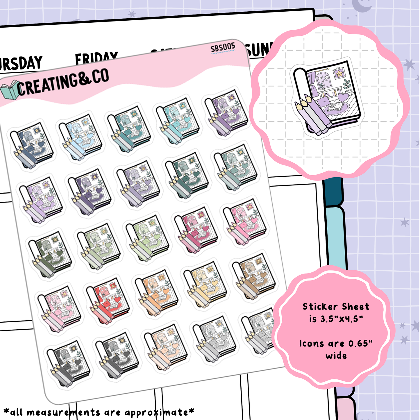 Coloring Book Icon Functional Stickers - SBS005