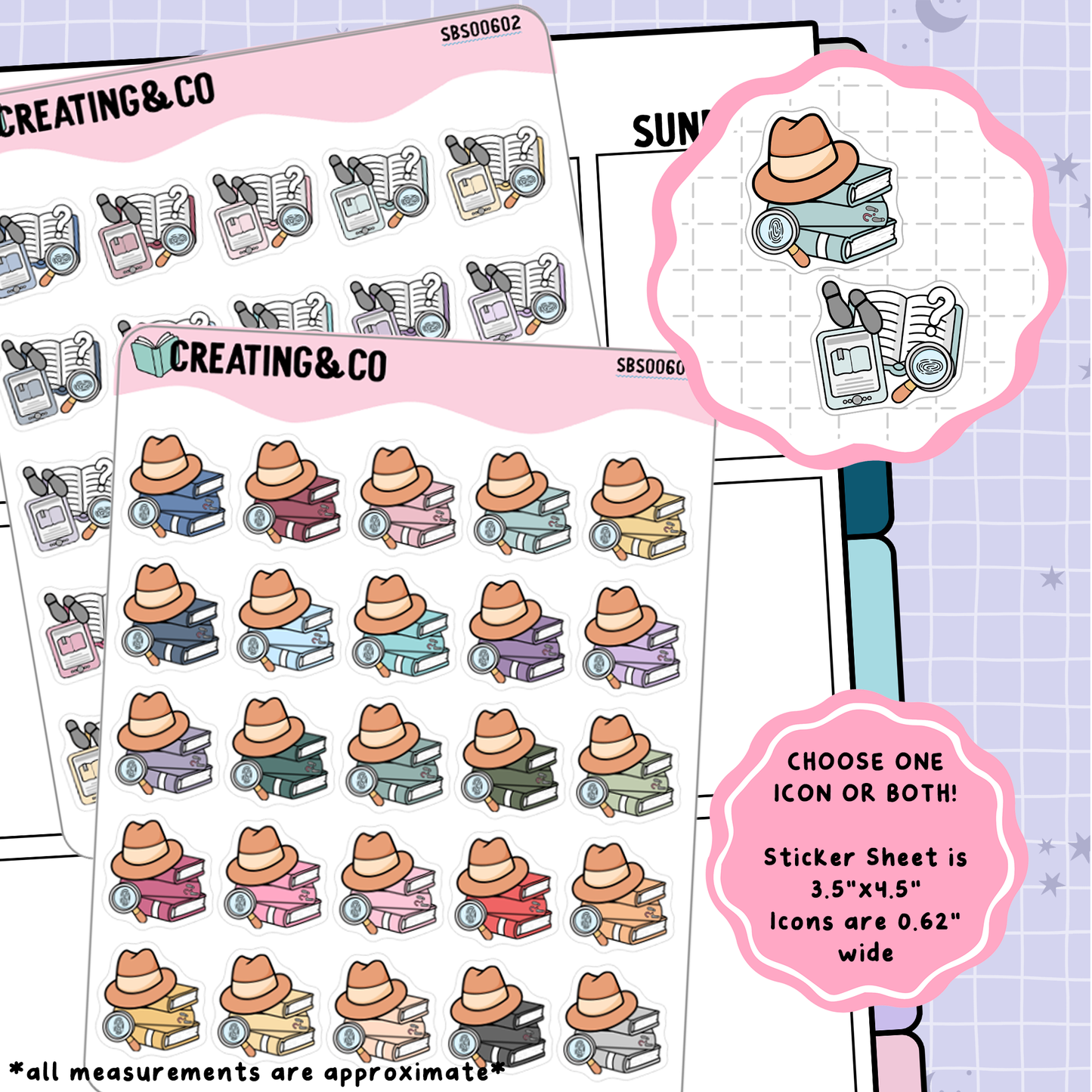 Mystery Fiction Book Icon Functional Stickers - SBS006