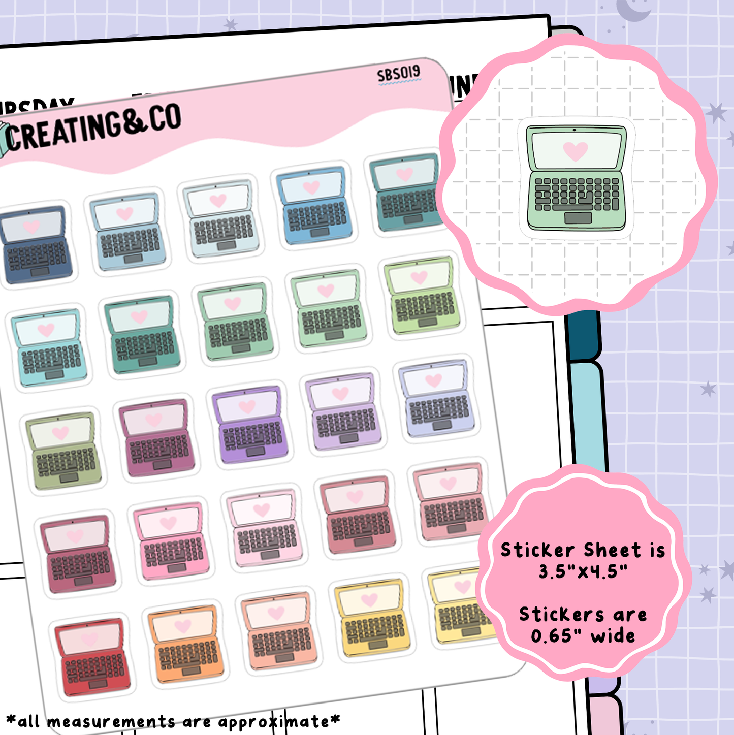 Laptop Icon Functional Stickers - SBS019