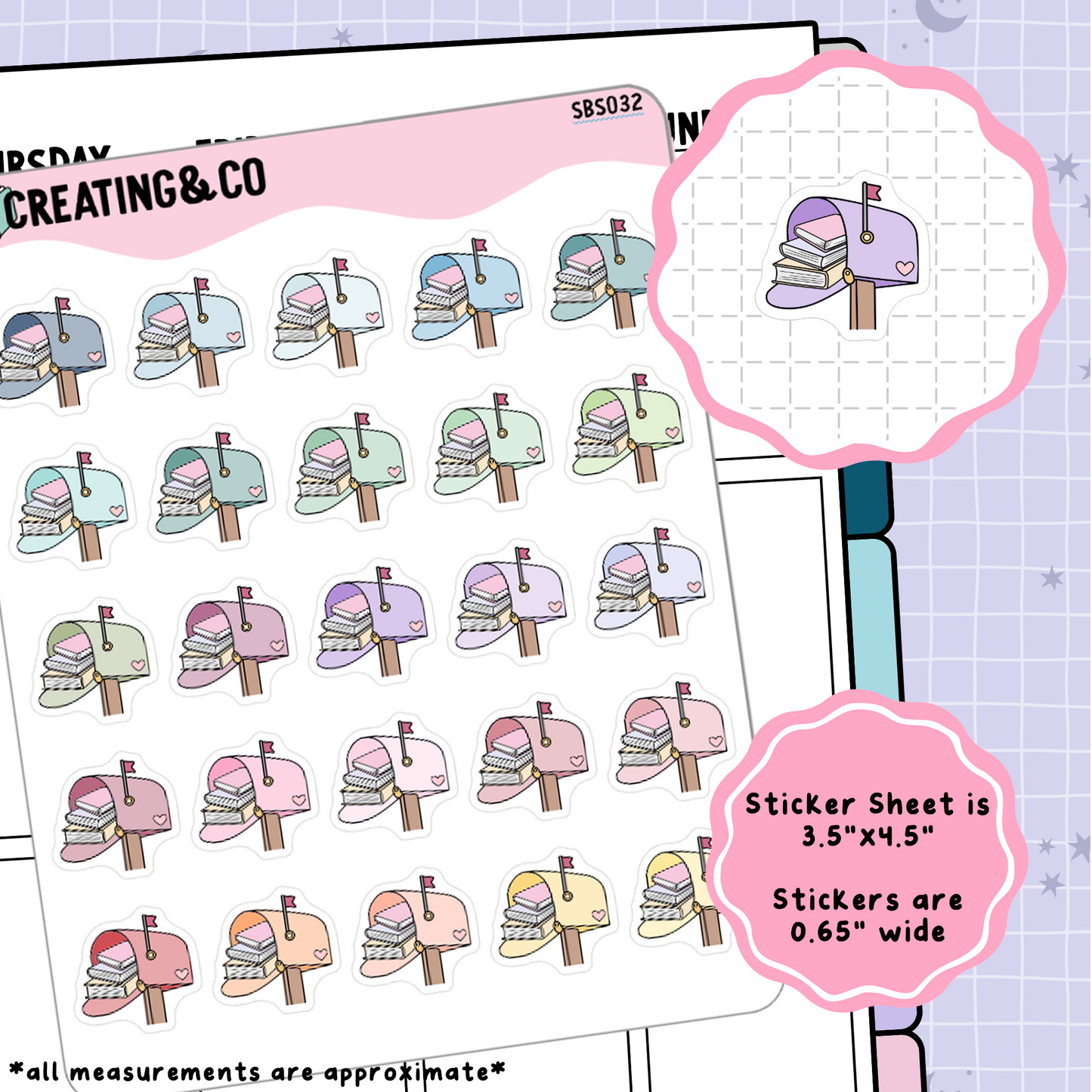 Book Mail Box Icon Functional Stickers - SBS032