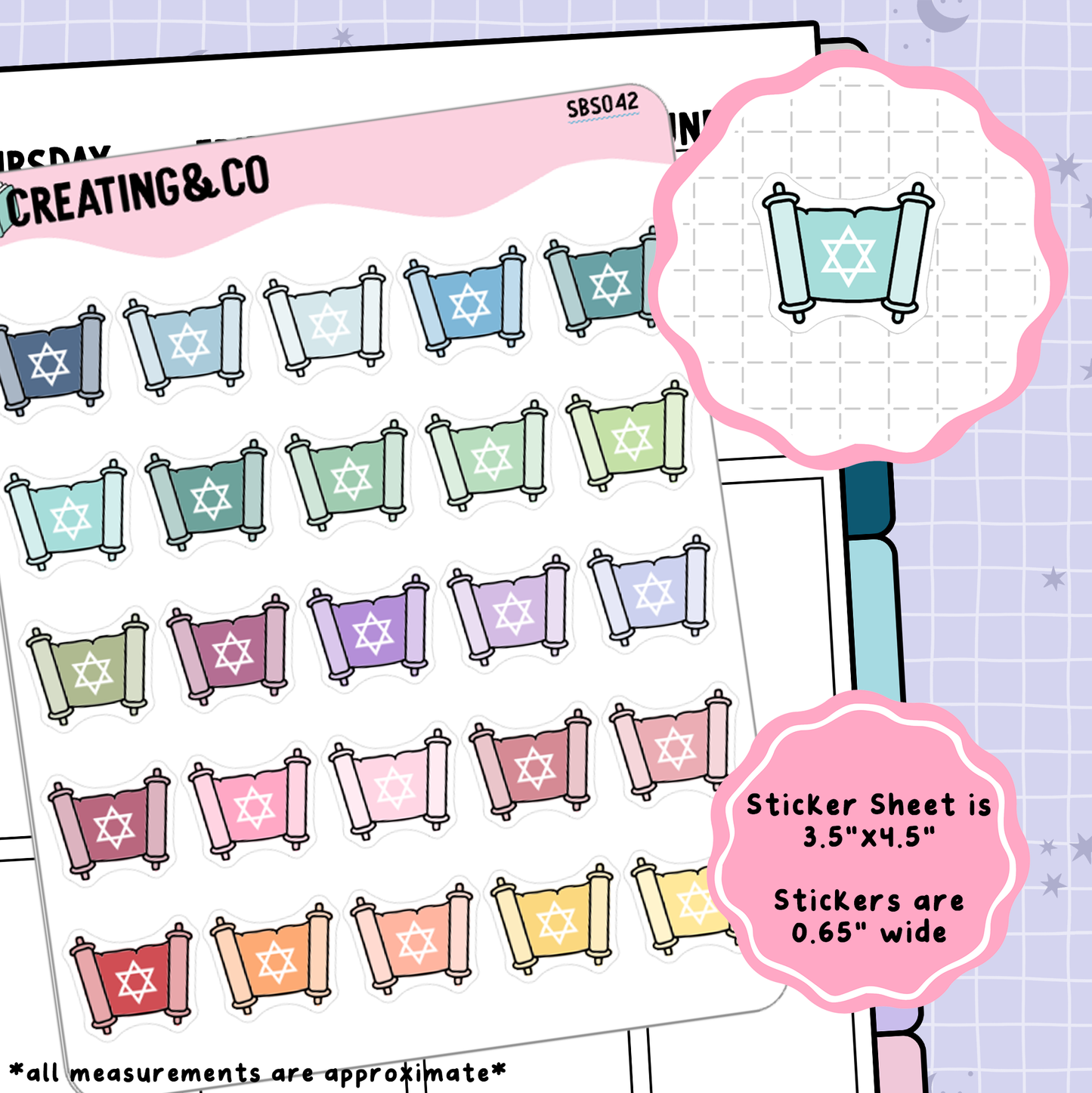 Torah Scroll Functional Stickers - SBS042