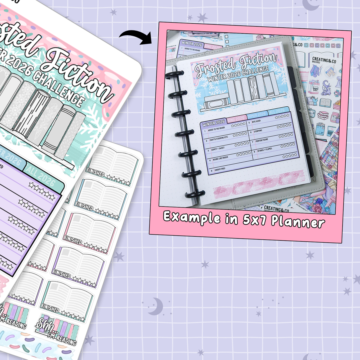 Frosted Fiction Winter Reading Challenge Planner Sticker Set - SRC001