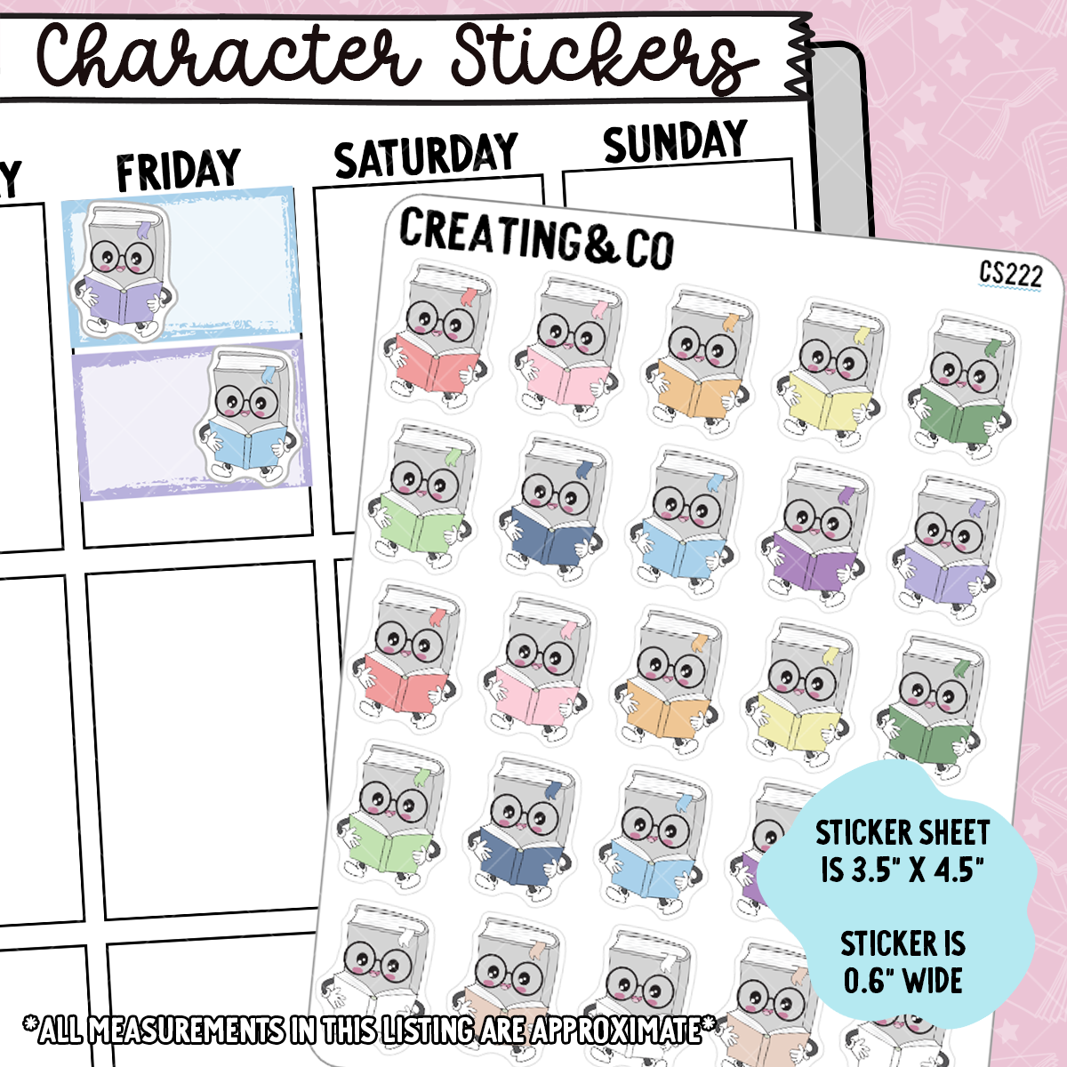 Reading Booksy Character Functional Planner Stickers - CS222