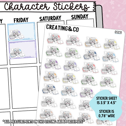 Sleeping with Books Booksy Character Functional Planner Stickers - CS231