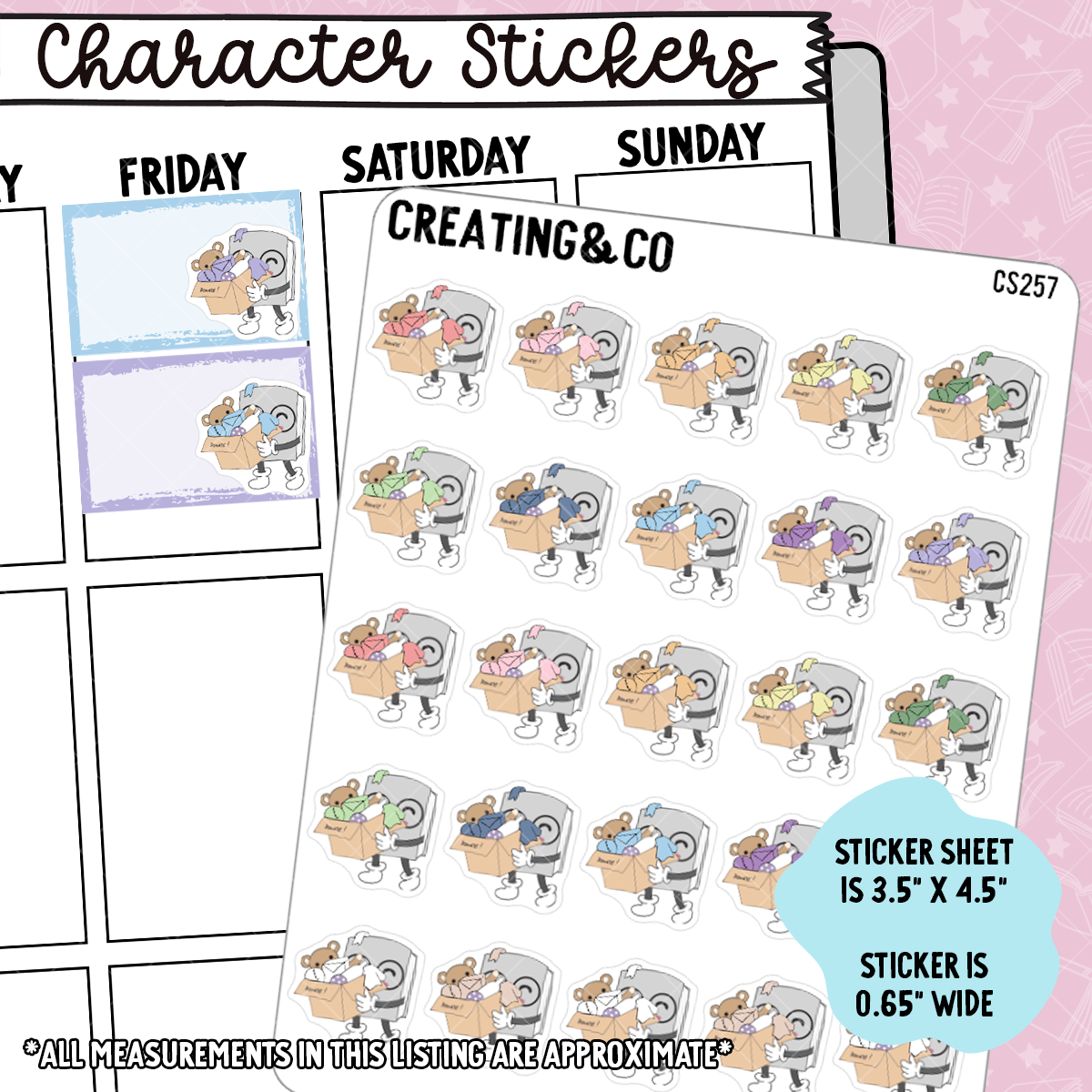 Packing, Destashing Booksy Character Functional Planner Stickers - CS257
