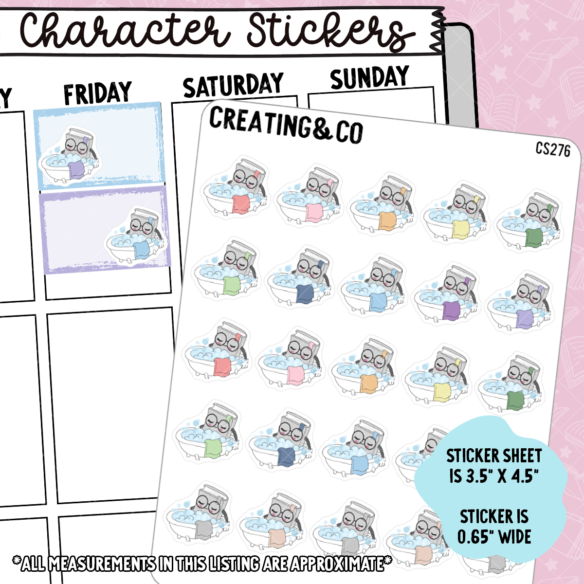 Bath Booksy Character Functional Planner Stickers - CS276