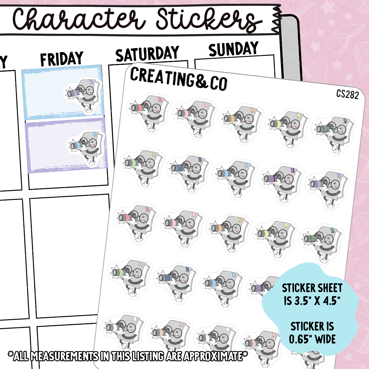 Photography Booksy Character Functional Planner Stickers - CS282