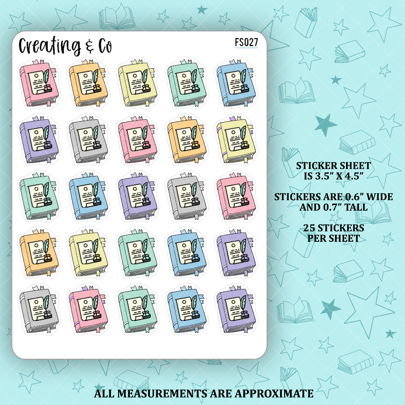 Literary Fiction Book Genre Icon Functional Stickers - FS027