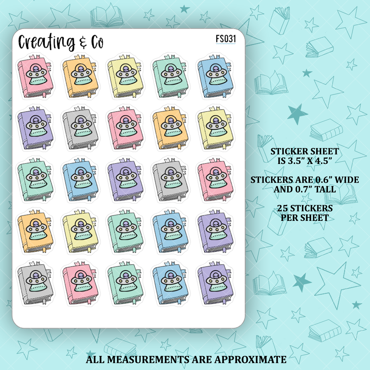 Sci Fi Book Genre Icon Functional Stickers - FS031