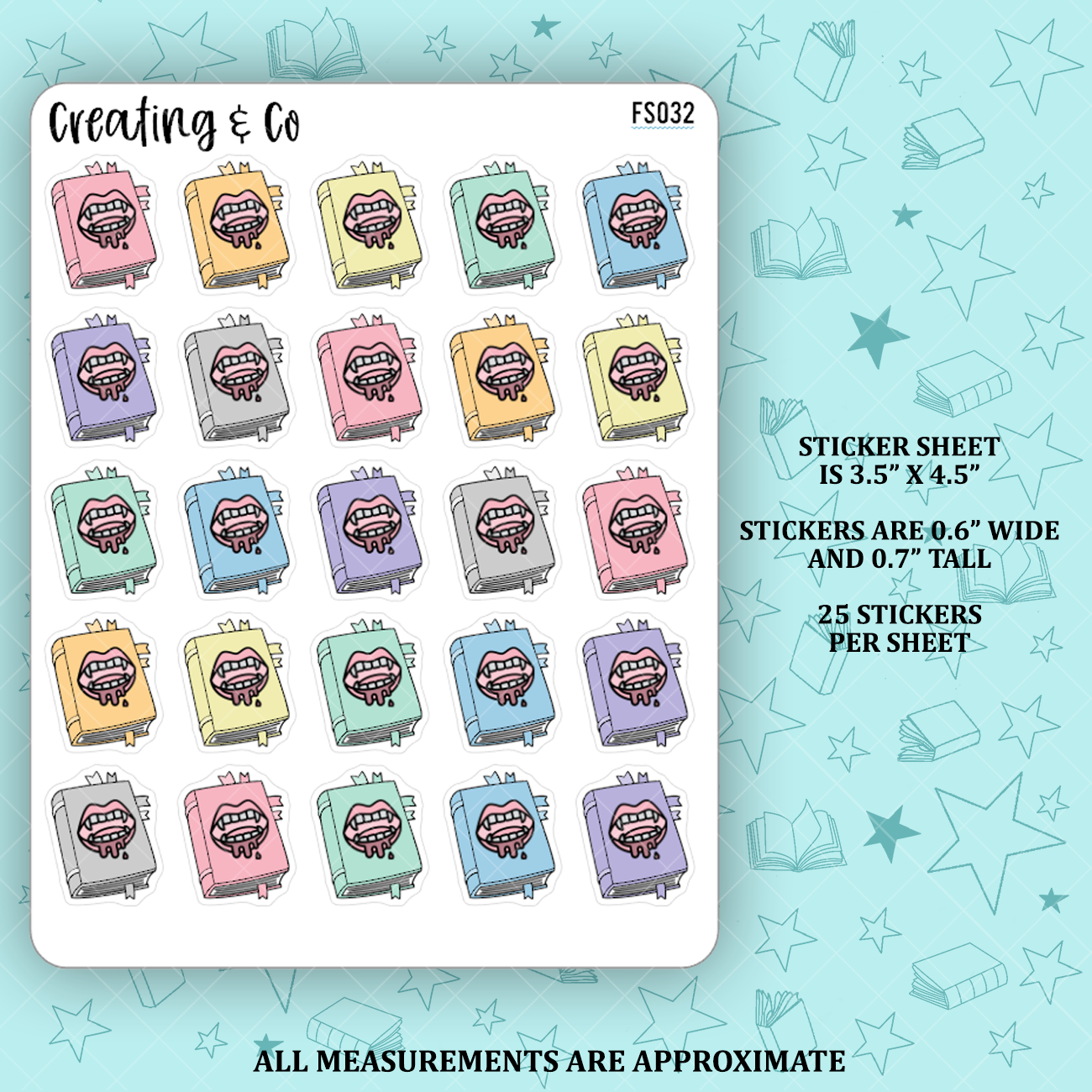 Vampire Book Genre Icon Functional Stickers - FS032