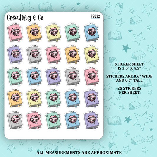 Vampire Book Genre Icon Functional Stickers  - FS032