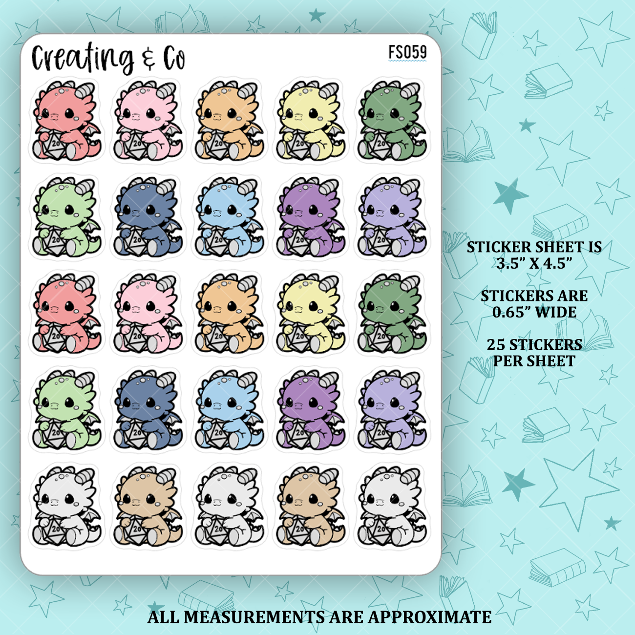Dungeons and Dragon Dice Icon Functional Stickers - FS059