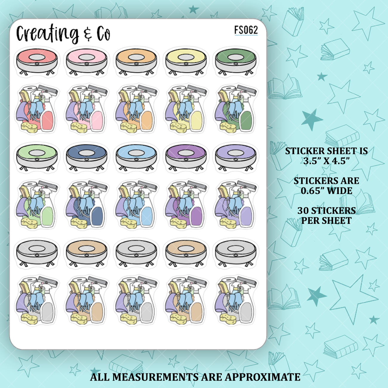 Cleaning Robot Vacuum Icon Functional Stickers - FS062