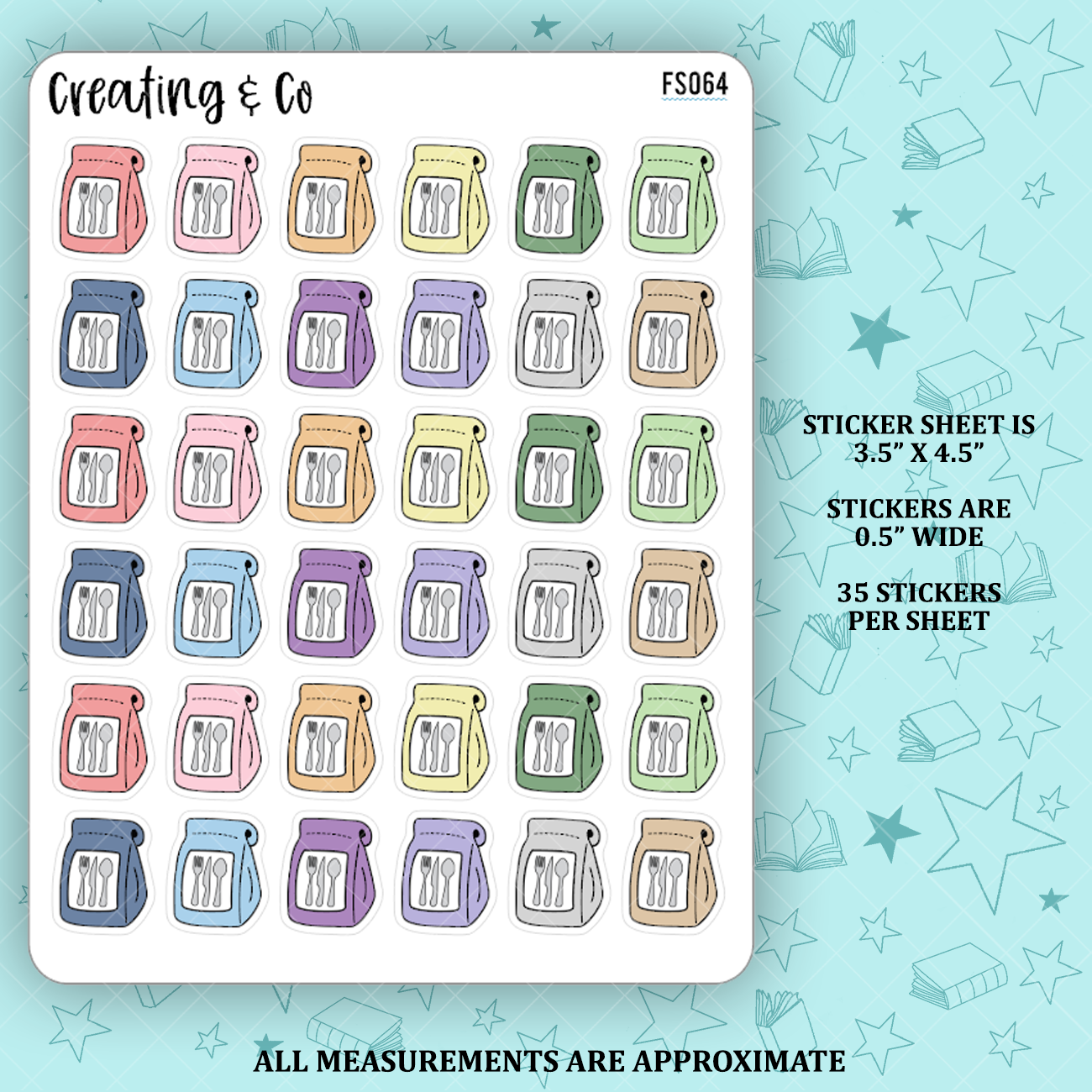 To Go Bag Food Icon Functional Stickers - FS064