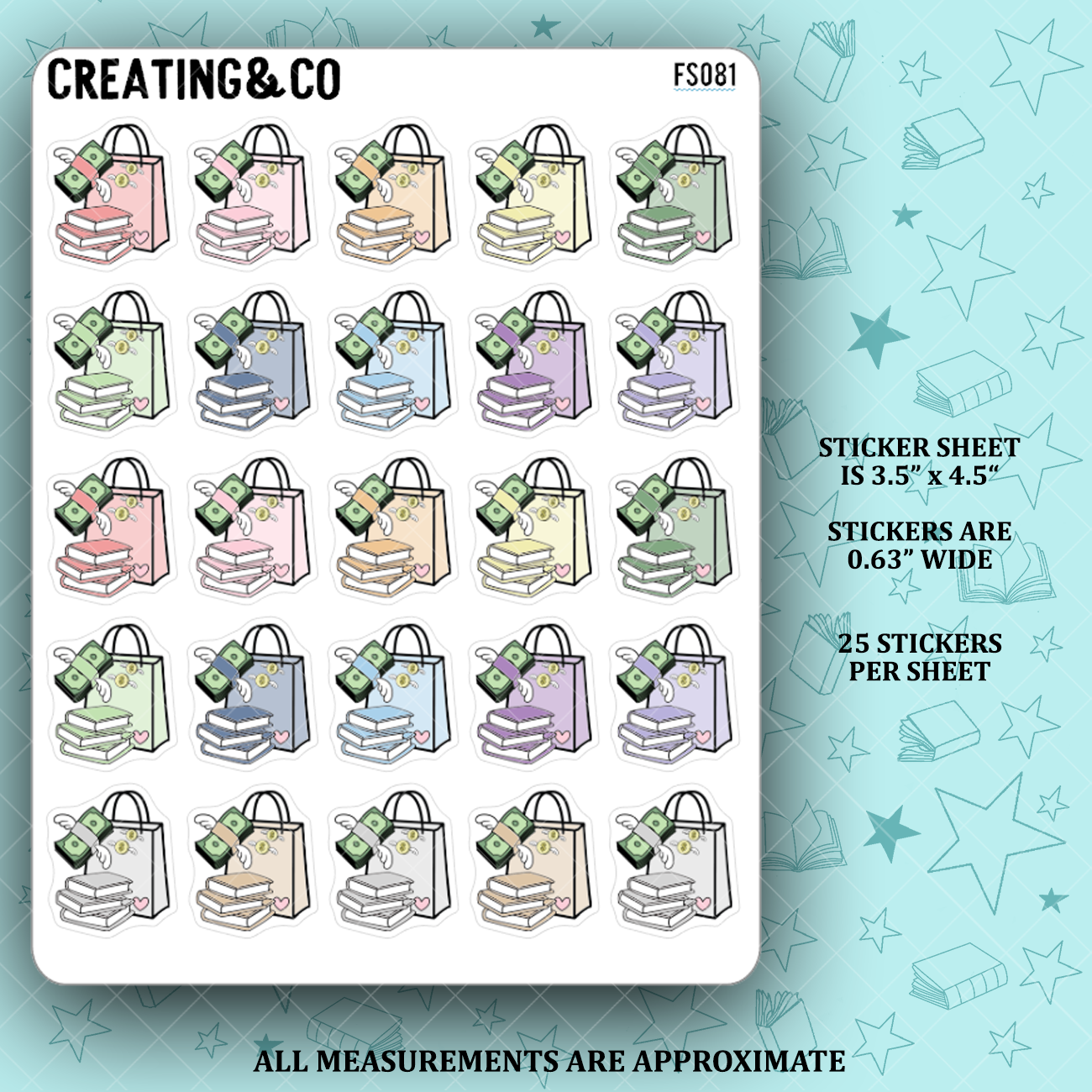 Book Shopping Icon Functional Stickers - FS081