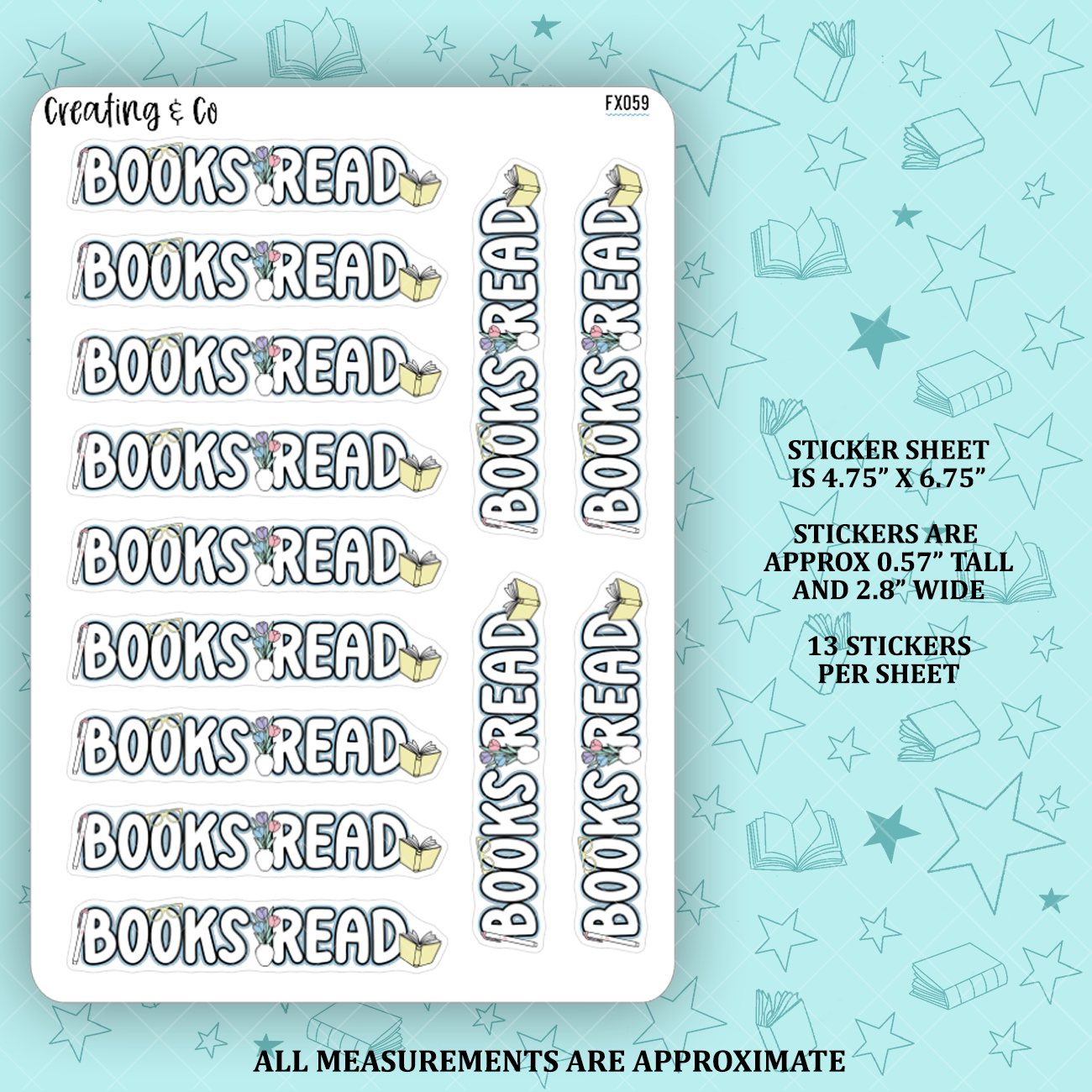 Books Read Notebook Header Functional Sticker Sheet - FX059