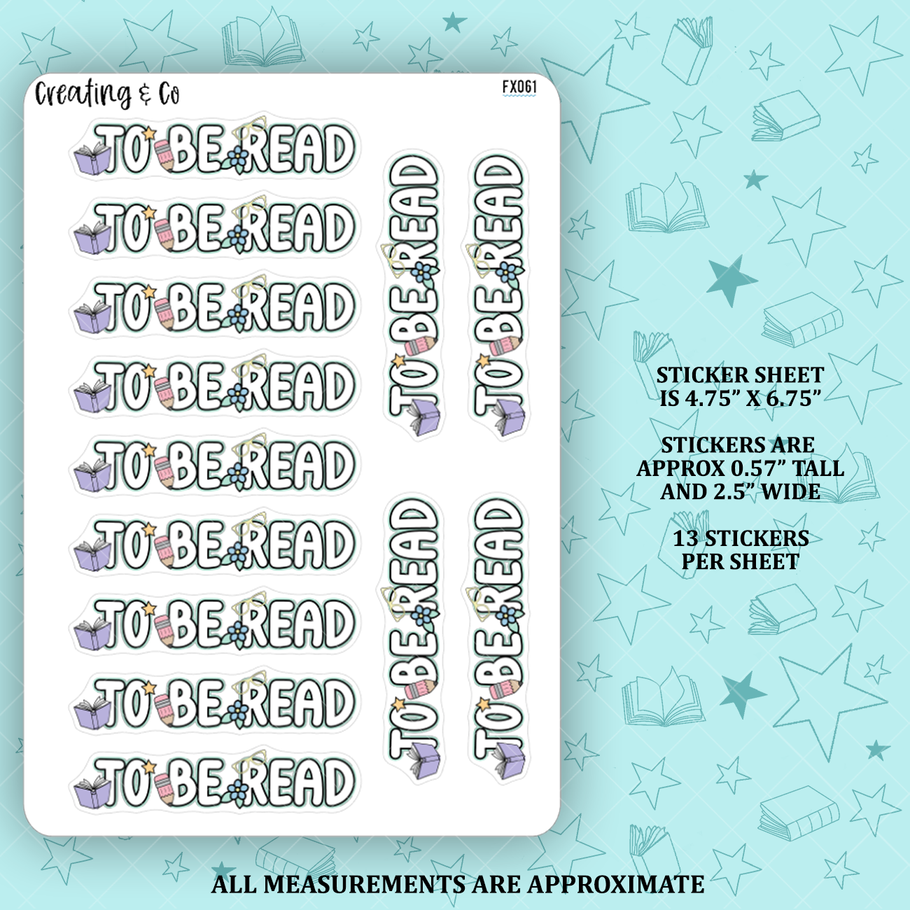 To Be Read Notebook Header Functional Sticker Sheet - FX061