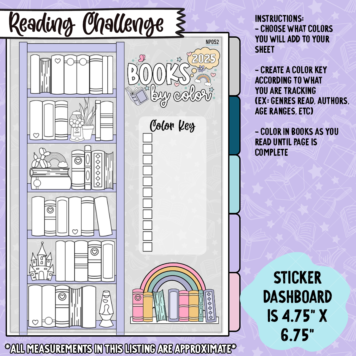 Books by Color Notes Page Sticker Dashboard - NP052