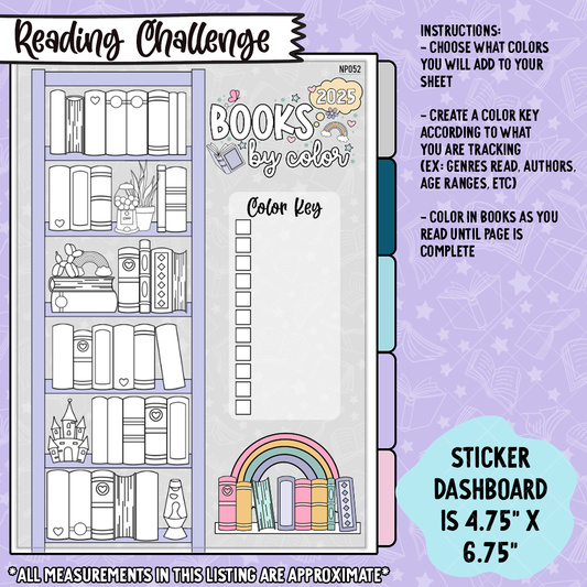 Books by Color Notes Page Sticker Dashboard - NP052