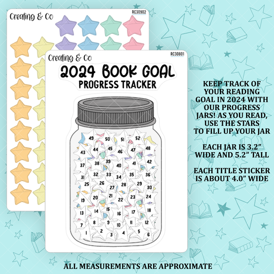 Yearly Reading Goal Jar Tracker Sticker Set - 52 Books - RC308
